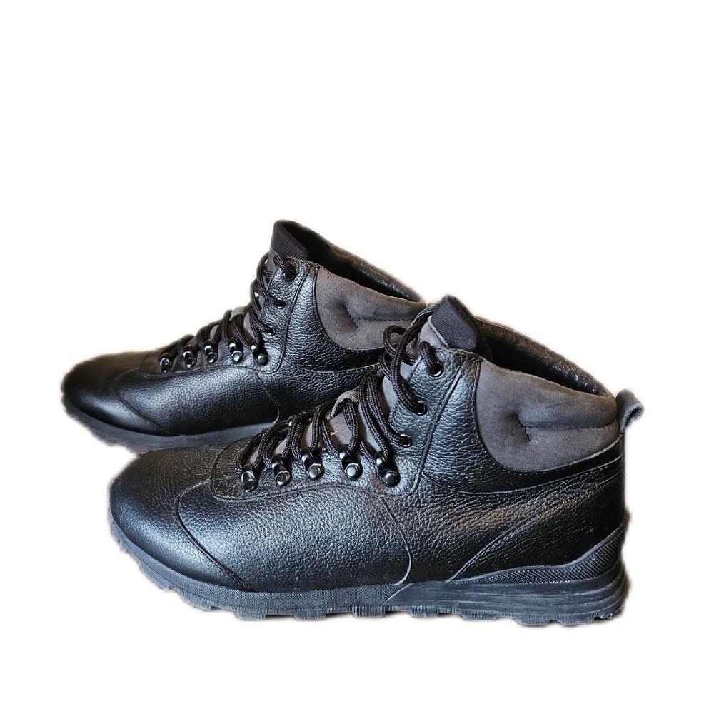Clae Robinson Black Leather Mens Mid‎ Top Premium Casual Shoes Sneakers Size 10